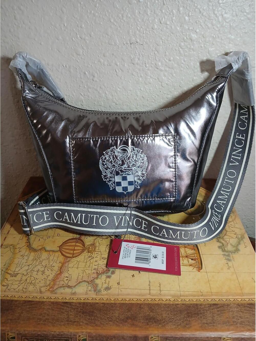 Vince Camuto Metallic Nylon Crossbody Bag with Logo Strap